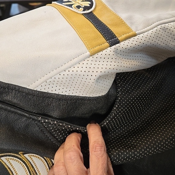 Harley-Davidson Leather Jacket Size 1W Unique Distressed Black Yellow Ivory - Picture 5 of 15
